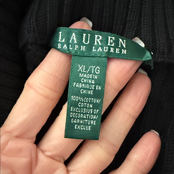 Lauren Ralph Lauren Black Cable Knit Zip-Up Sweater - Picture 3 of 3